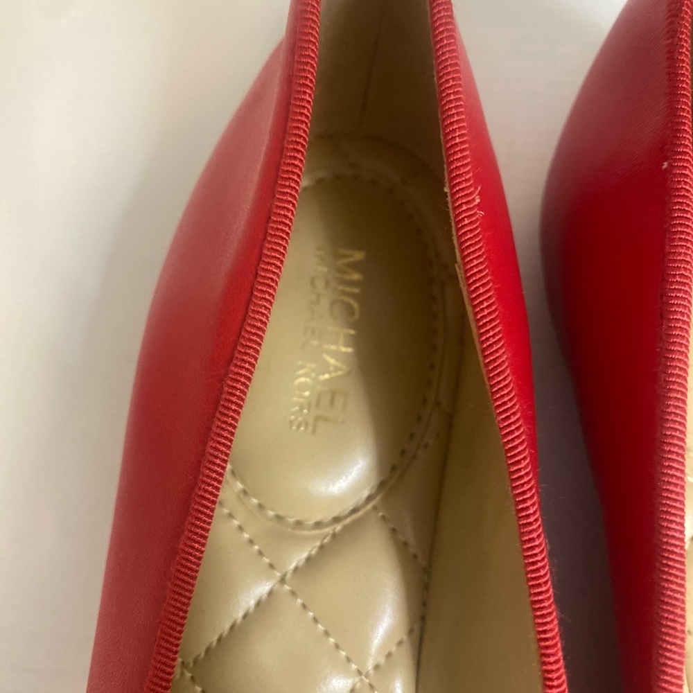 Michael Kors Cherry Red Flats with Gold Accent - Picture 4 of 10